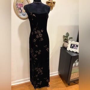 Vintage Dave and Johnny by Laura Ryner Black Floral Gown